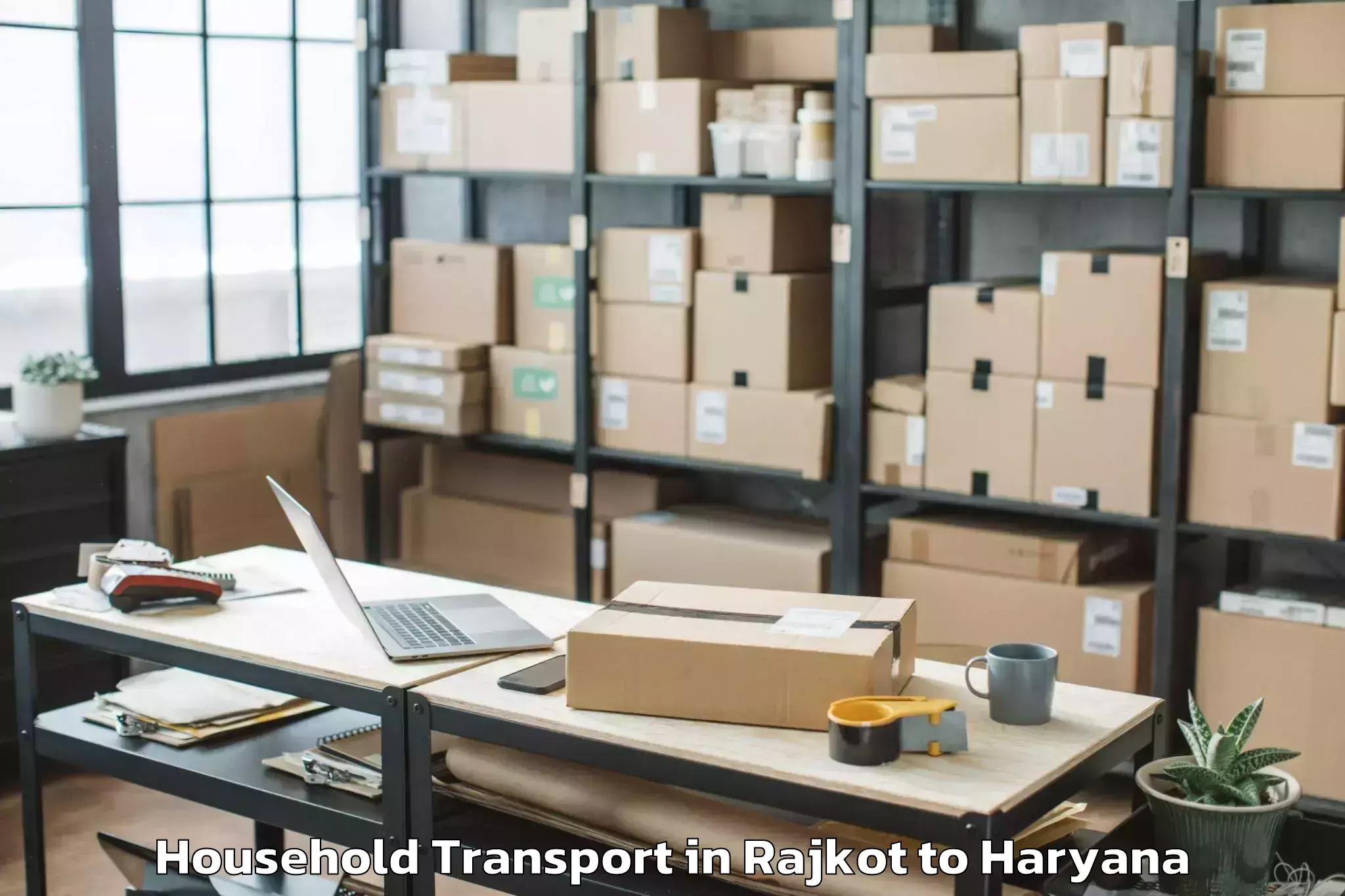 Book Rajkot to Abhilashi University Rohtak Household Transport Online